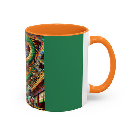 Tibetan Dragon Over Kabuki Duel Colorful Mugs (11oz, 15oz)