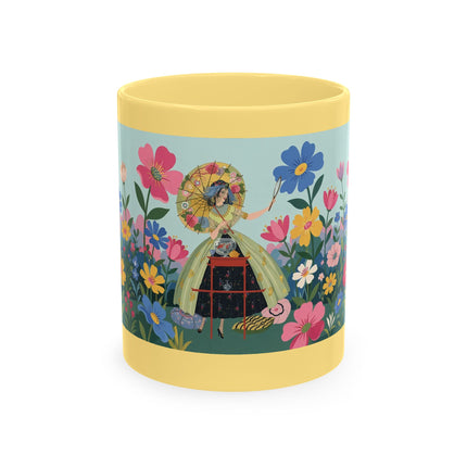 🌼🪭 The Lady Of The Grand Flower Garden Ceramic Mug – Art Deco Garden Whimsy