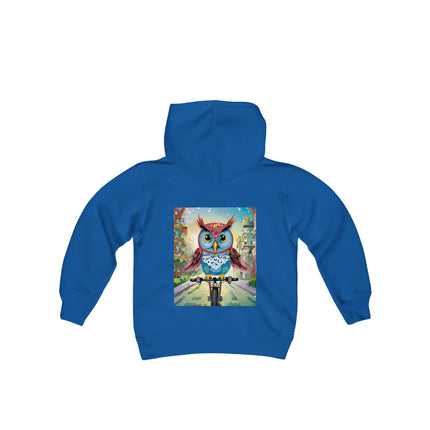 Cycling Owl Youth Hooded Sweatshirt – City Adventure & Playful Energy