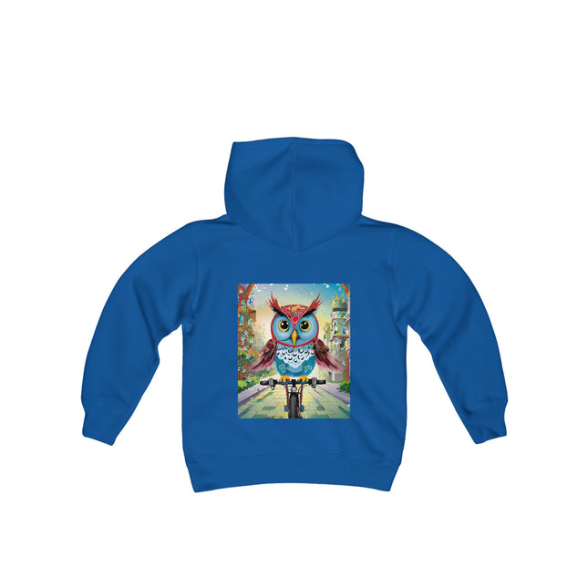 Cycling Owl Youth Hooded Sweatshirt – City Adventure & Playful Energy