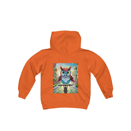 Cycling Owl Youth Hooded Sweatshirt – City Adventure & Playful Energy