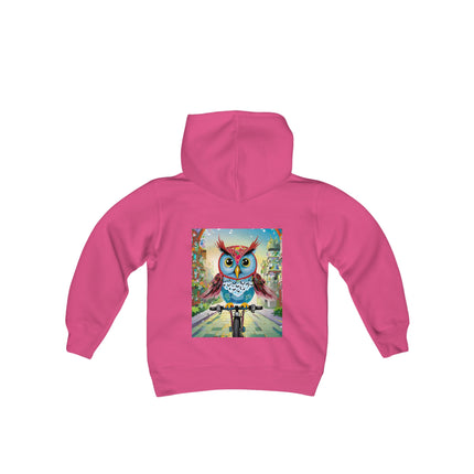 Cycling Owl Youth Hooded Sweatshirt – City Adventure & Playful Energy