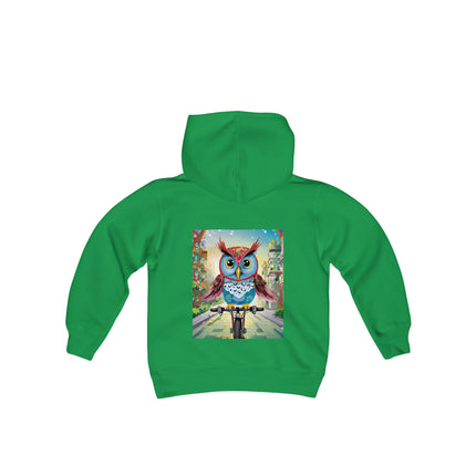 Cycling Owl Youth Hooded Sweatshirt – City Adventure & Playful Energy