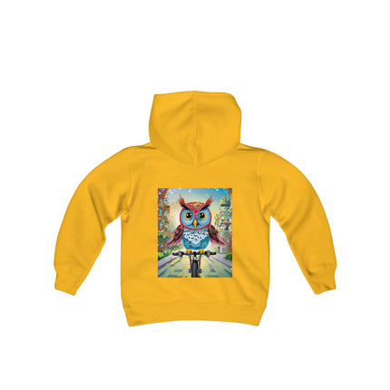 Cycling Owl Youth Hooded Sweatshirt – City Adventure & Playful Energy