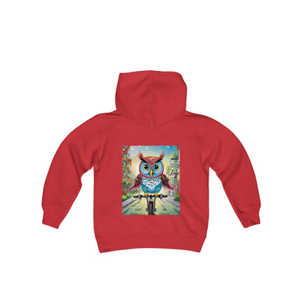 Cycling Owl Youth Hooded Sweatshirt – City Adventure & Playful Energy