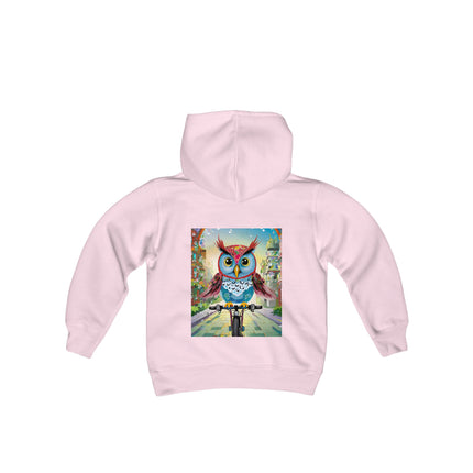 Cycling Owl Youth Hooded Sweatshirt – City Adventure & Playful Energy
