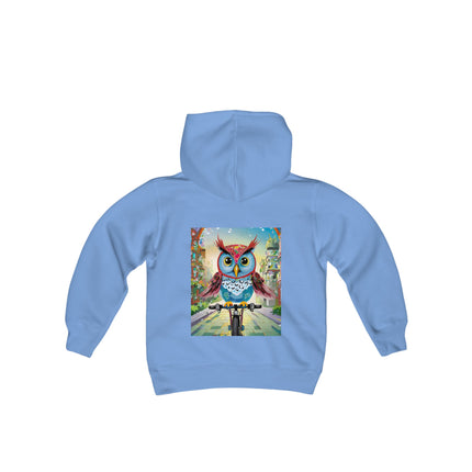 Cycling Owl Youth Hooded Sweatshirt – City Adventure & Playful Energy