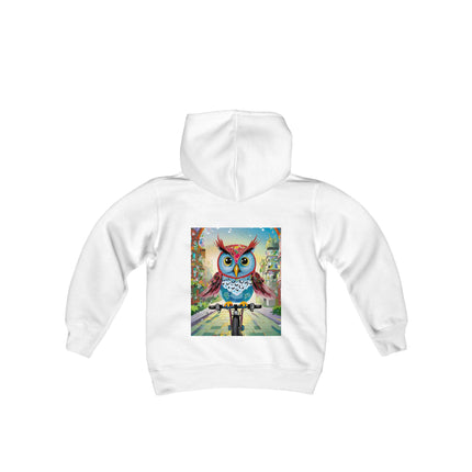 Cycling Owl Youth Hooded Sweatshirt – City Adventure & Playful Energy