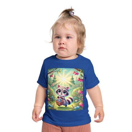 Raccoon’s Berry Basket Baby T-Shirt – Sweet Woodland Charm & Sunny Adventures