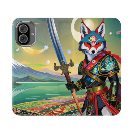 🐕⚔️ Cyberpunk Samurai Dog Flip Case – Futuristic Honor & Kitsune Spirit
