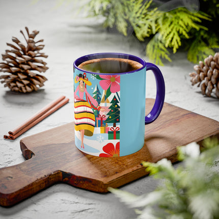 🌼🎄 The Christmas Blossom Belle Colorful Mug – Colorful Art Deco Holiday Fantasy