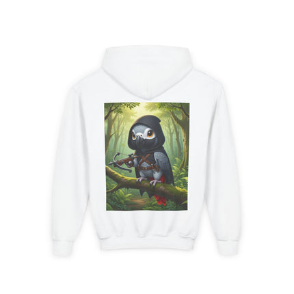 The African Grey Sentinel Youth Hooded Sweatshirt – Quiet Strength & Woodland Adventure