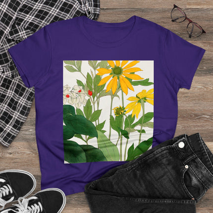 Clerodendrum & Rudbeckia Flower by Tanigami Kônan Women's Midweight Cotton Tee