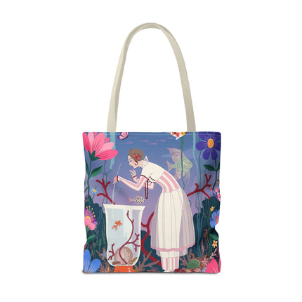 🐠🌸 The Lady Of The Enchanted Aquarium Tote Bag – Art Deco Garden Fantasy