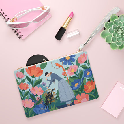 🦜🌺 The Lady Of The Garden Aviary Clutch Bag – Art Deco Floral Whimsy