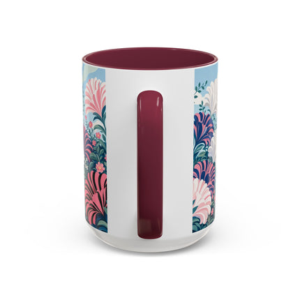 🌸🦋 The Enchanted Pink Blossom Retreat Colorful Mug – Art Deco Floral Whimsy