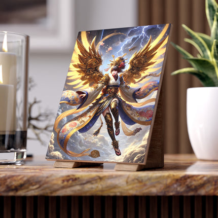 Valkyrie Descending Through Storm Ceramic Tile
