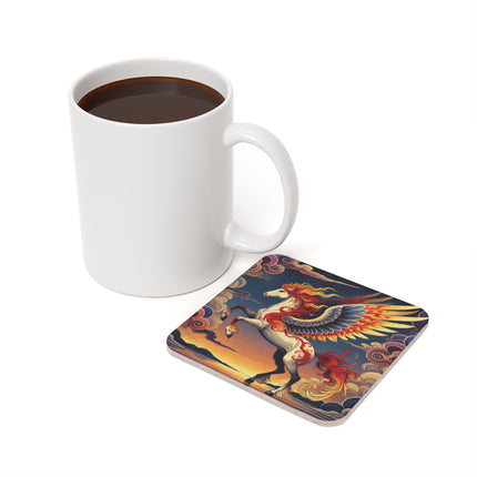 Flame-Winged Horse at Sunset Cork Back Coaster