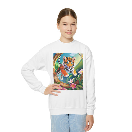 Majestic Tiger Cub Youth Crewneck Sweatshirt – Courage, Energy & Bold Adventure