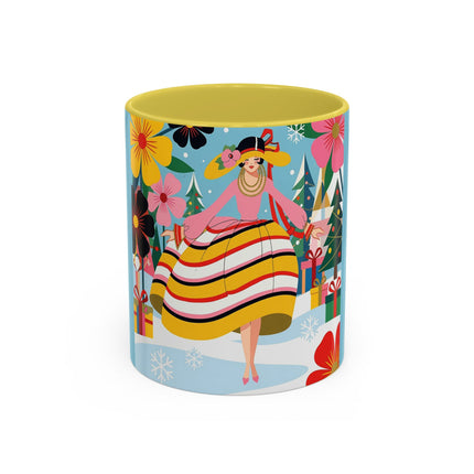 🌼🎄 The Christmas Blossom Belle Colorful Mug – Colorful Art Deco Holiday Fantasy