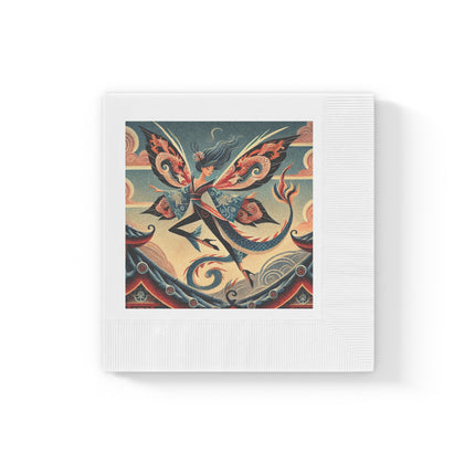 Dragon Fairy of the Temple White Coined Napkins
