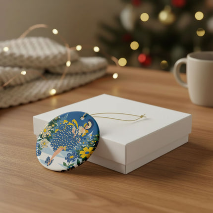 💙🌼 The Bluebell Christmas Promenade Ceramic Ornament – Art Deco Holiday Fantasy