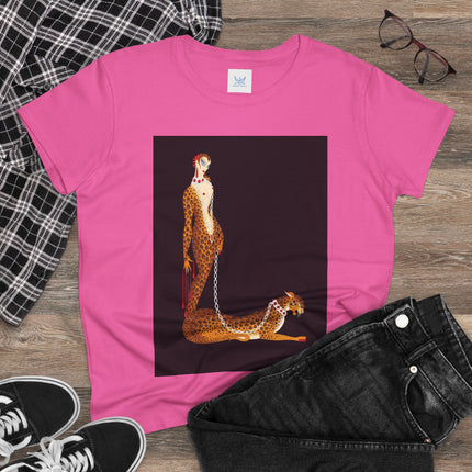 Leopard Queen Women's Midweight Cotton Tee – Exotic Glamour & Timeless Elegance