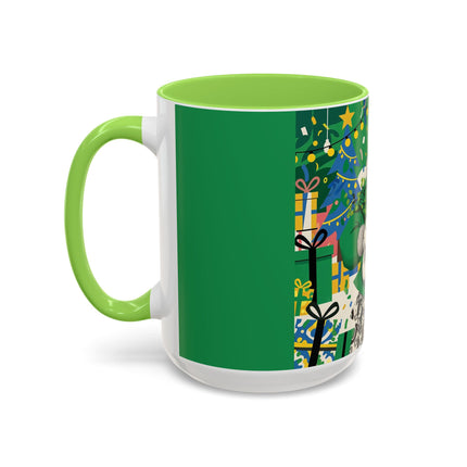 🍀🎄 The Emerald Holly Christmas Colorful Mug – Art Deco Holiday Elegance