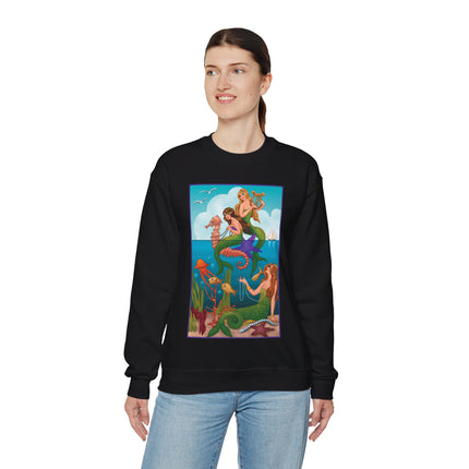 Three Mermaids with Strings of Pearls by Carlo Chiostri Heavy Blend™ Crewneck Sweatshirt