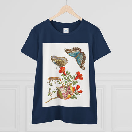 Blue Butterflies and Pomegranate Cotton Tee
