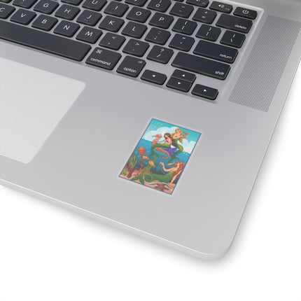Three Mermaids with Strings of Pearls by Carlo Chiostri Kiss-Cut Stickers (4 Sizes)
