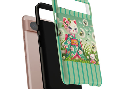 Geisha Kitten and the Dandelion Phone Cases