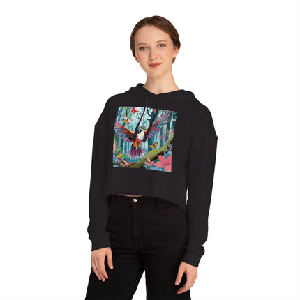 A Colorful Raptor Women’s Cropped Hooded Sweatshirt