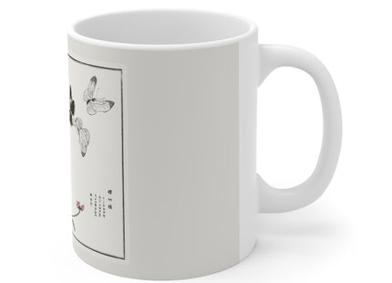 Butterflies and flower illustration by Morimoto Toko Ceramic Mug 11oz