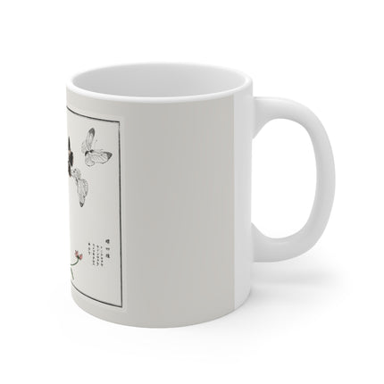 Butterflies and flower illustration by Morimoto Toko Ceramic Mug 11oz