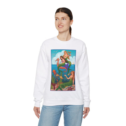 Three Mermaids with Strings of Pearls by Carlo Chiostri Heavy Blend™ Crewneck Sweatshirt