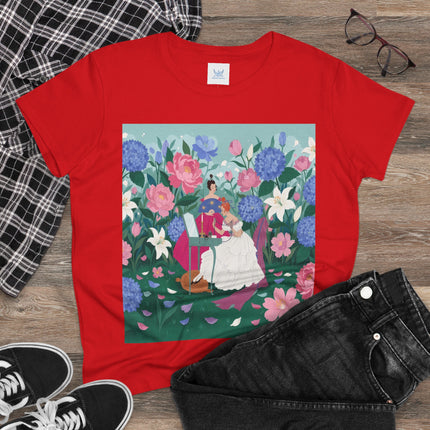 💎🌸 The Lady Of The Jeweled Garden Cotton Tee – Art Deco Floral Elegance
