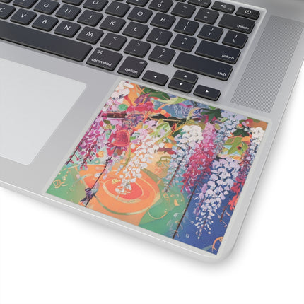 Golden Wisteria Elegance Kiss-Cut Stickers (4 Sizes)