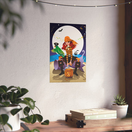 Moonlit Pirate Halloween Fine Art Posters