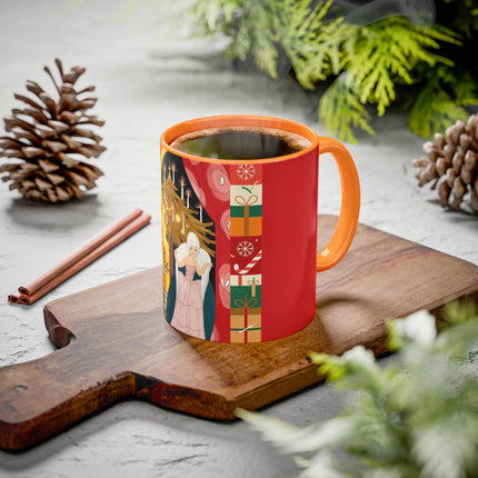 ❤️ The Lady Of The Candlelit Christmas Alcove Colorful Mug – Art Deco Holiday Elegance