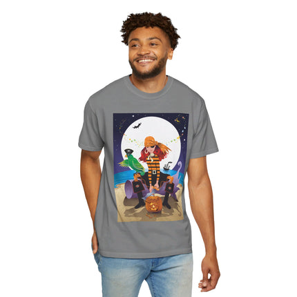 Moonlit Pirate Halloween Unisex Garment-Dyed T-shirt