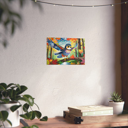 Baby Hawk Plays in Forest Fine Art Posters