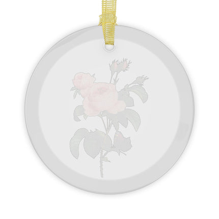 Cabbage Rose botanical illustration by Pierre-Joseph Redouté Glass Ornament