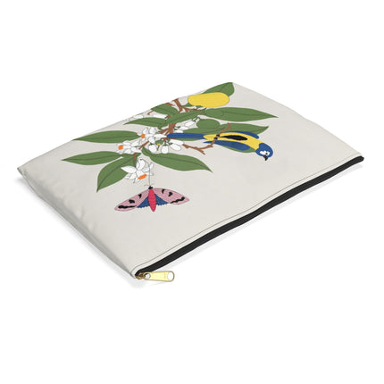 Blue Tit & Butterfly Accessory Pouch – Elegant Charm & Springtime Grace