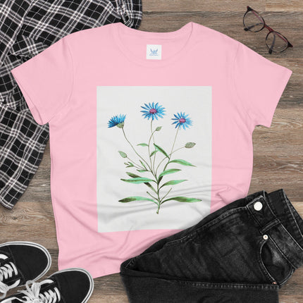 Blue Strawflower by Anselmus Boëtius de Boodt Women's Midweight Cotton Tee