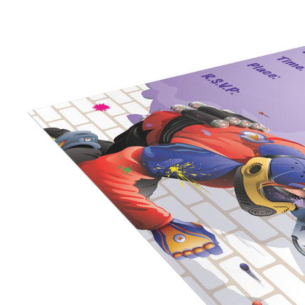 Paintball Battle Party Invitation! Bundles of 10, 30, 50 Pieces Available (envelopes included)