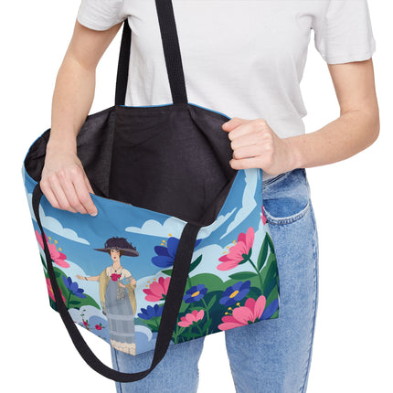 🌸🎩 The Lady Of The Grand Flower Garden Weekender Tote Bag – Art Deco Fashion Illustration