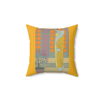 Sur Les Marches Du Jardin by Georges LePape Spun Polyester Square Pillow