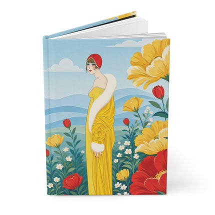 🌼💛 The Golden Garden Promenade Hardcover Journal – Art Deco Floral Elegance