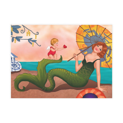 Mermaid with Parasol and Cupid by George Barbier Postcard Bundles (envelopes included)